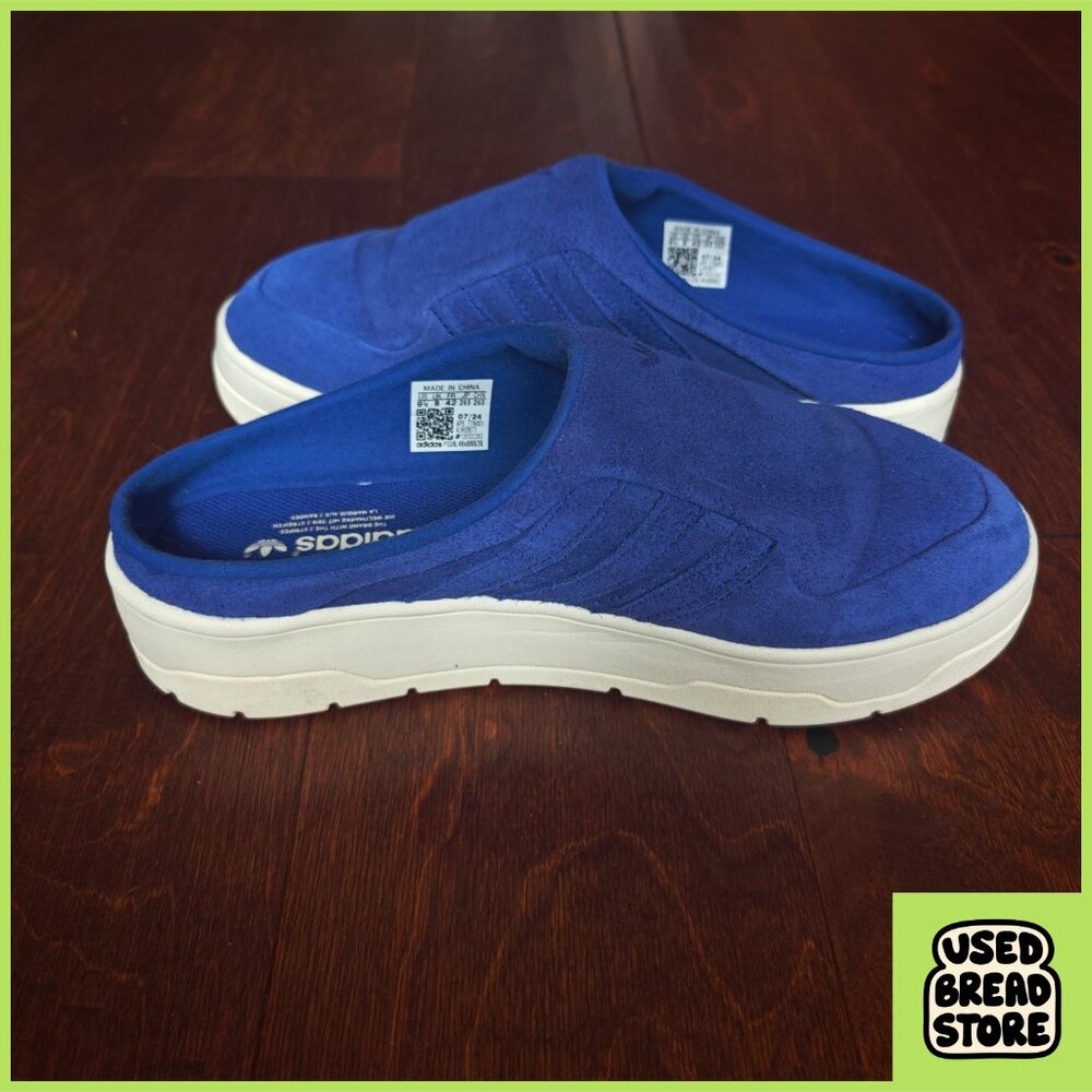 9.5 Adidas Rivalry Mule Women Sneakers Shoes Nubuck Leather Blue & White IH2871 - Picture 4 of 8